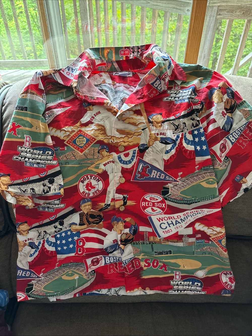 Vintage 2004 Boston Red Sox World Series Hawaiian Shirt Reyn Spooner Sz X Large